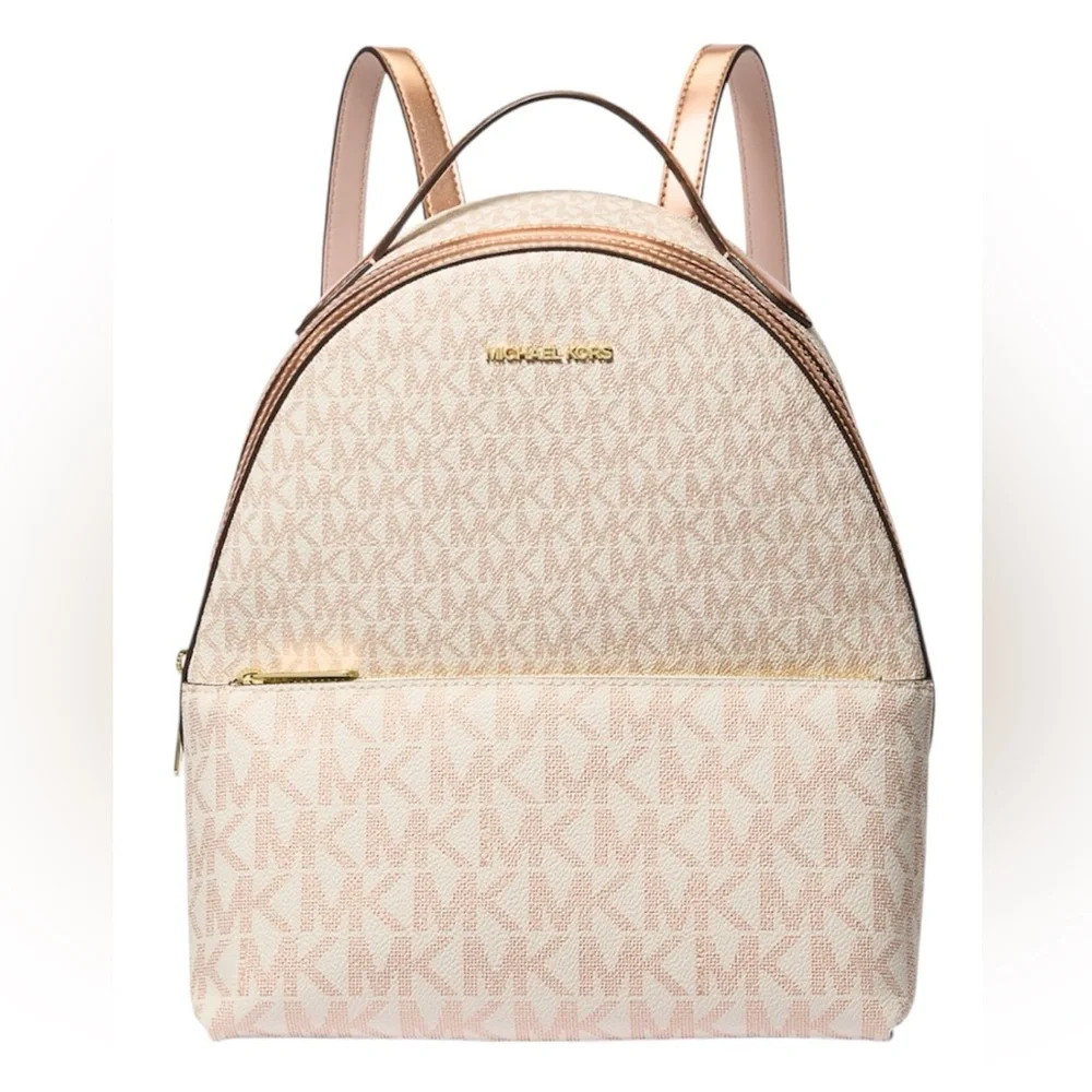 Michael Kors New Rose Gold Two-Tone Sheila Signature Medium Backpack
